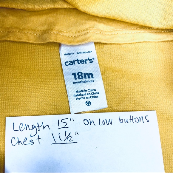 CARTERS Cottagecore corduroy Bunny pocket adjustable length jumper marigold 18m - Picture 4 of 7